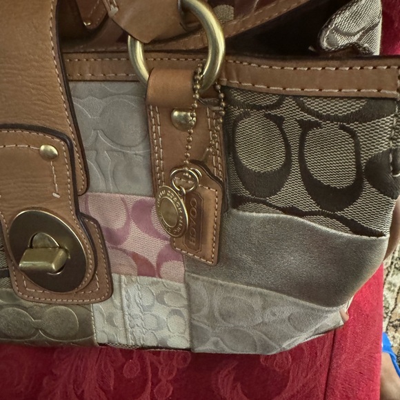 Coach Leather Suede & Canvas Patchwork Bag # F13335 - Picture 8 of 11